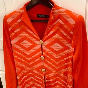 Misook Sweater Jacket Coral/Pink w/Gold Buttons 1x - Never Worn